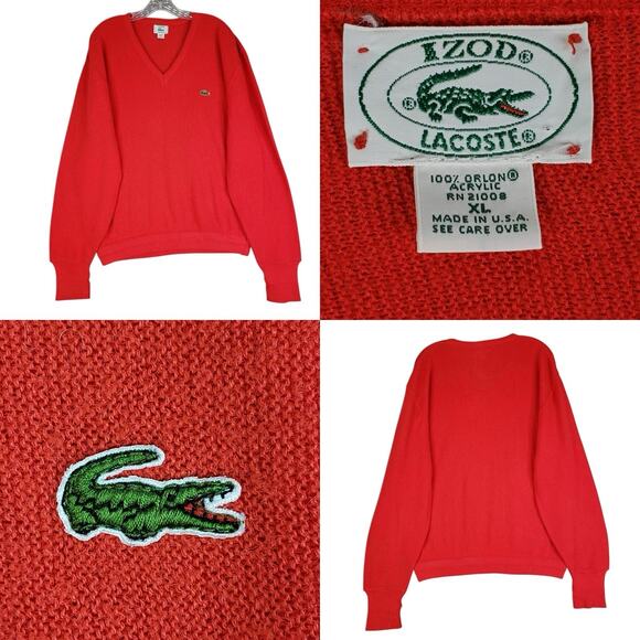 Lacoste Other - Izod Lacoste Sweater Men's XL Red Knit Pullover Cardigan Y2k Vintage Preppy